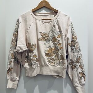Anthropologie Floral Embroidered Sweatshirt
